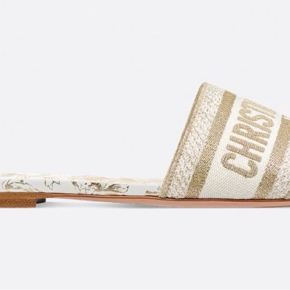 Dior Dway Slide Sandals - Gold and Cream - Picture 4 of 4